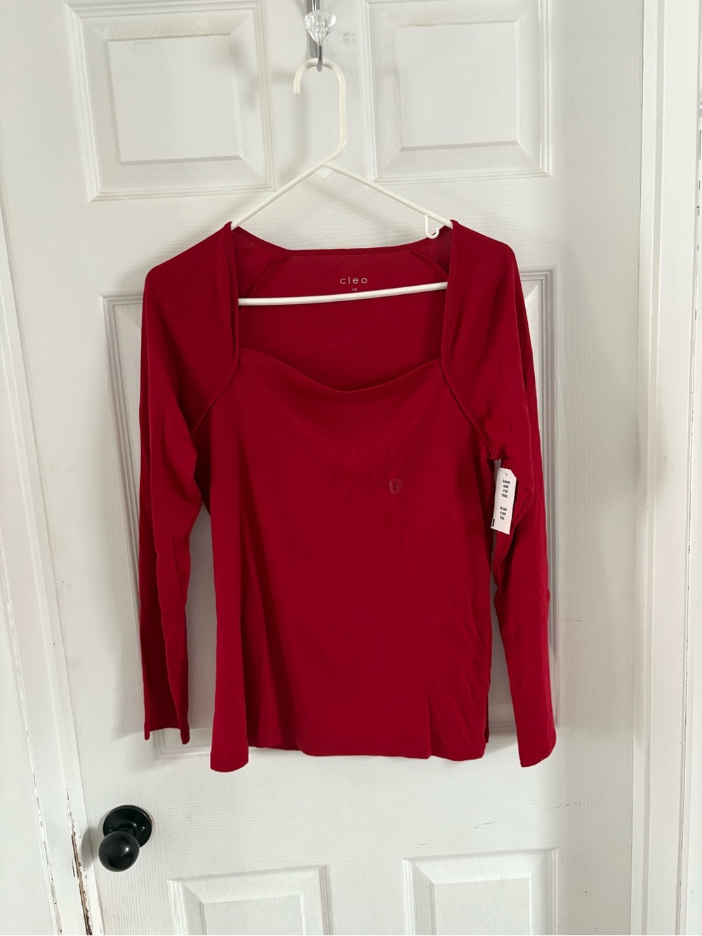 cleo Long-Sleeve Scoop-Neck Top in Deep Red